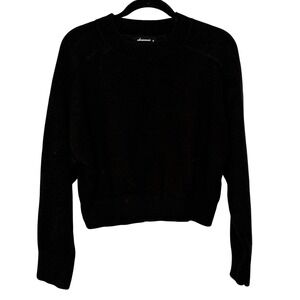 Olivaceous Black Sweater Medium Balloon Sleeve Crew Neck Minimalist